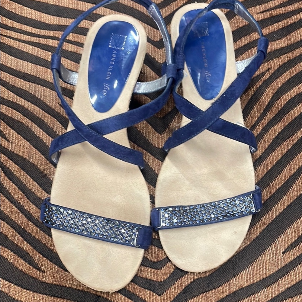 Anne Klein Blue and Silver Glitter Sandals